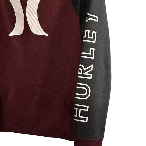 Hurley Boys Large Maroon & Gray Dri-Fit Colorblock Hoodie Pullover - Picture 4 of 10